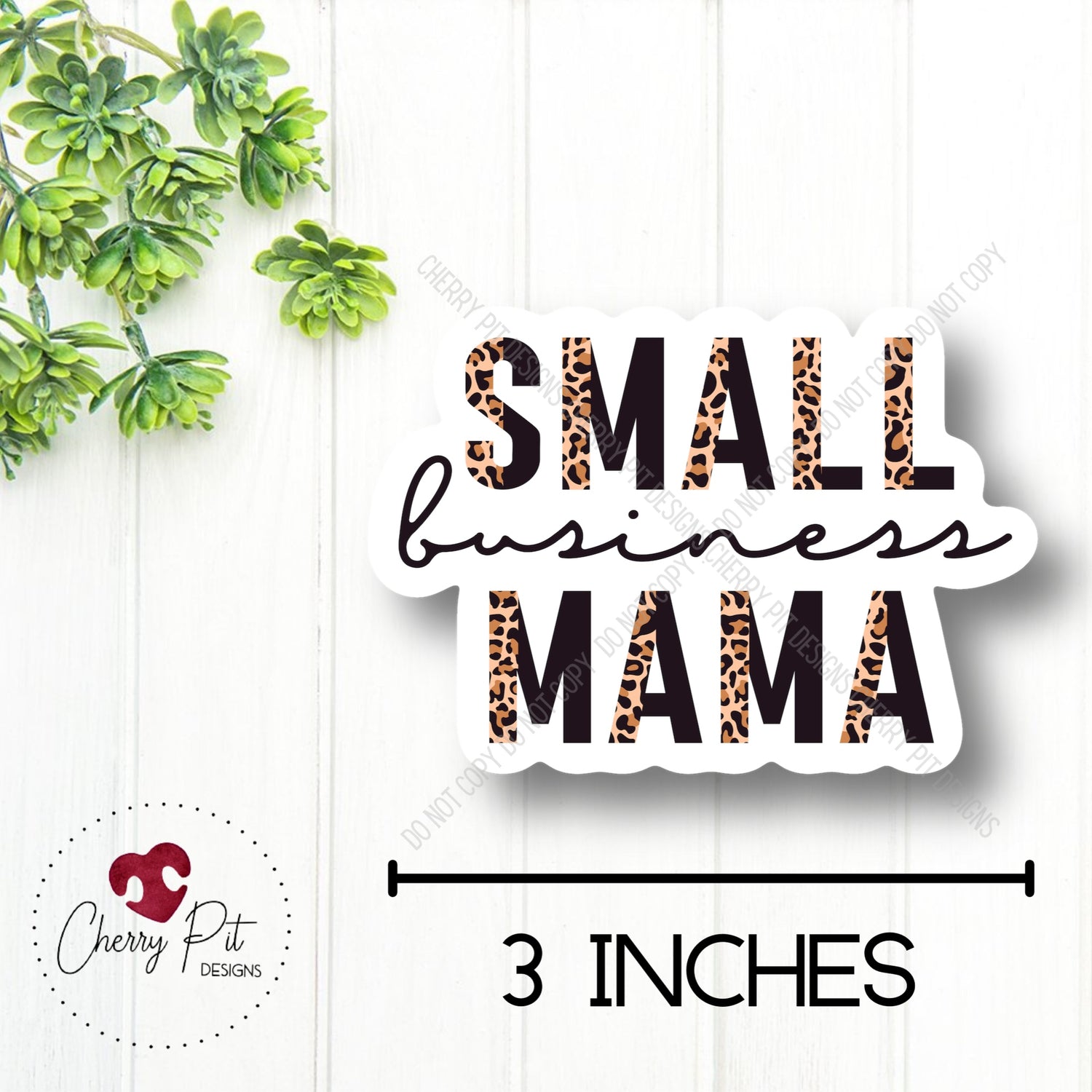 Small Business Mama Leopard Vinyl Sticker Decal - Cherry Pit Designs