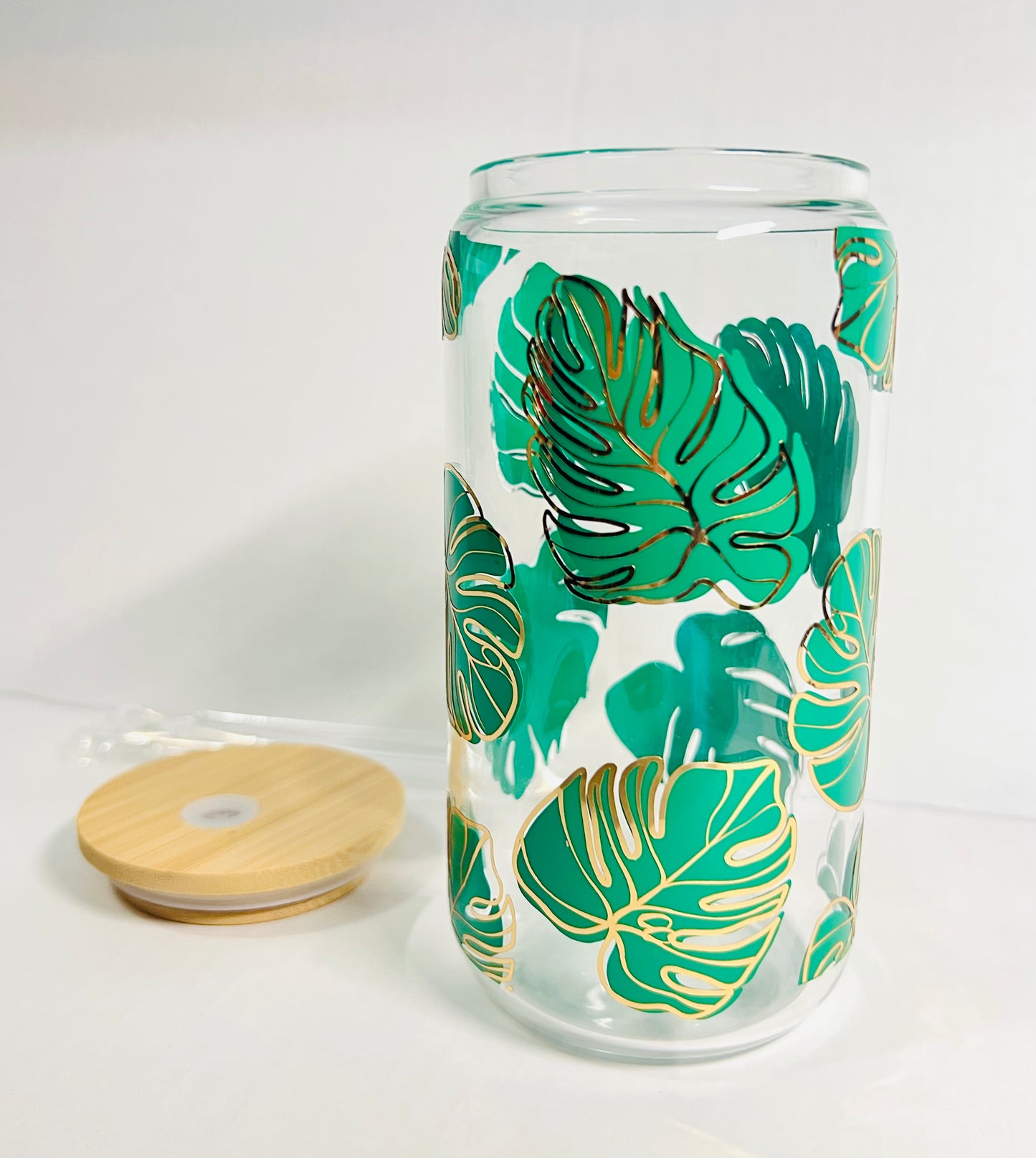 Monstera Plant Glass Can
