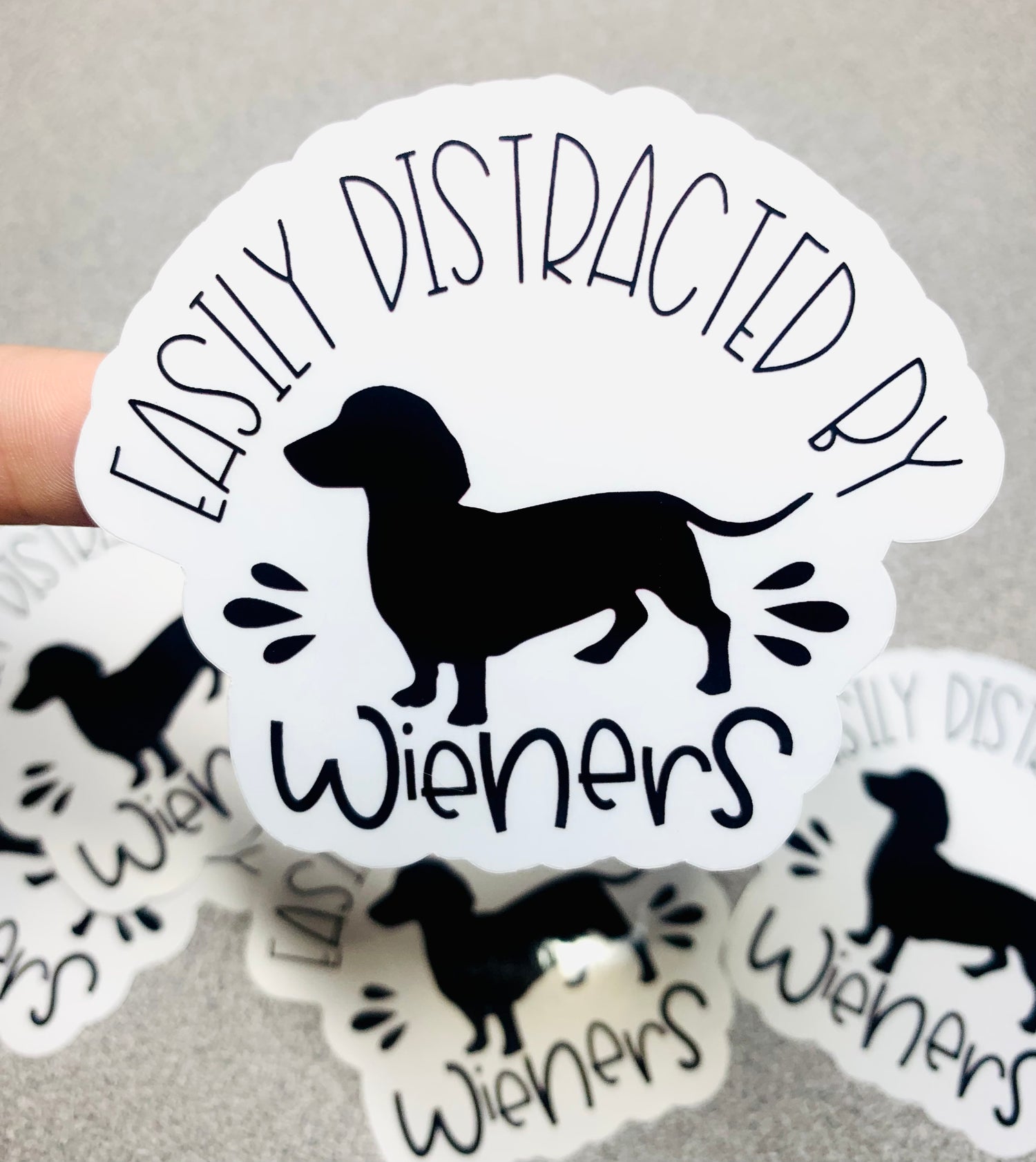 Easily Distracted by Wieners Vinyl Sticker - Scent Tree Studio
