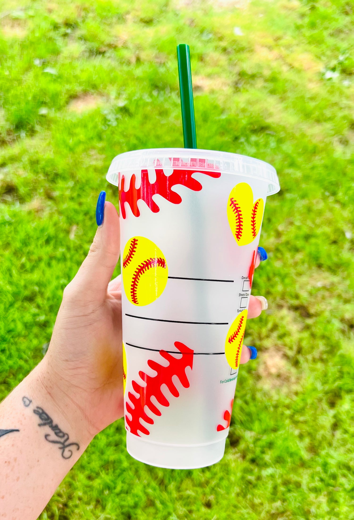 Softball Starbucks Cold Cup - Cherry Pit Designs