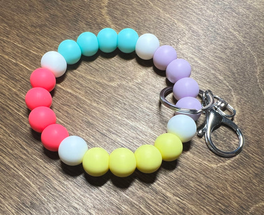 Bright Pastel Silicone Keychain Wristlet
