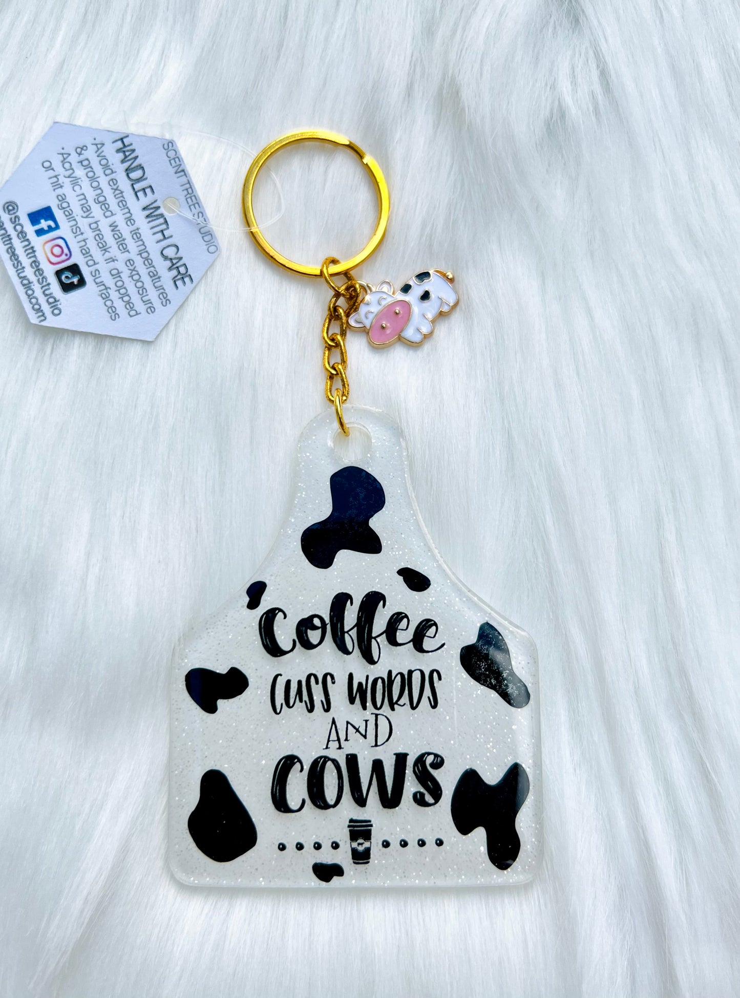 Cattle Tag Cow Keychain 3 Inch