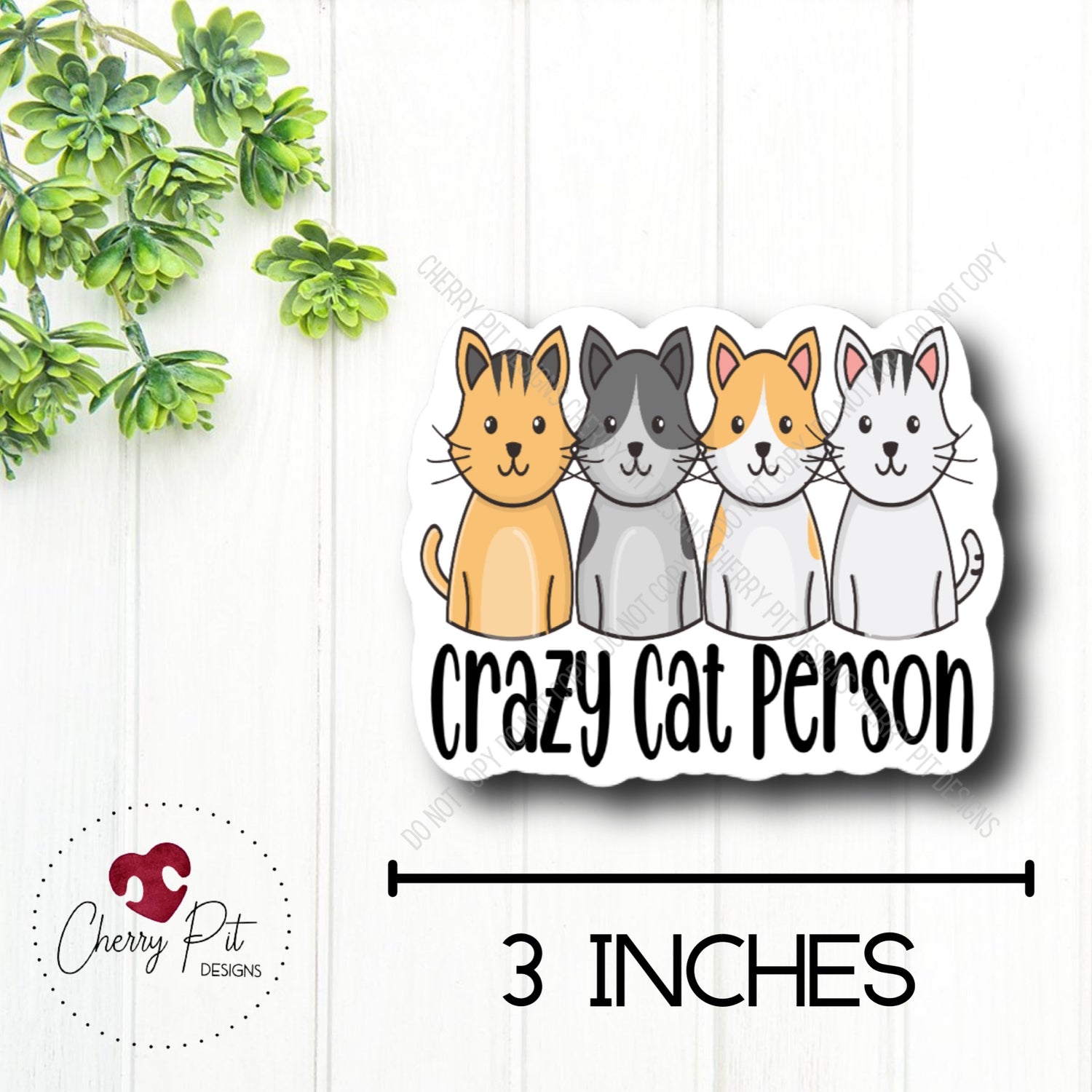 Crazy Cat Person Vinyl Sticker Decal - Cherry Pit Designs