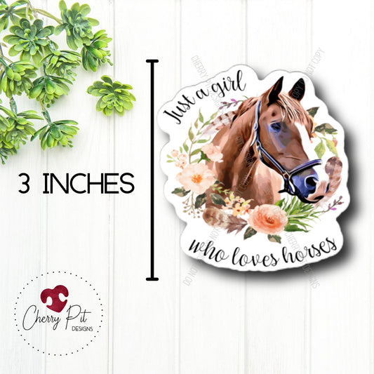 Just a Girl Who Loves Horses Vinyl Sticker Decal - Cherry Pit Designs