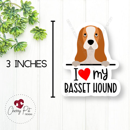 Basset Hound Love Vinyl Sticker