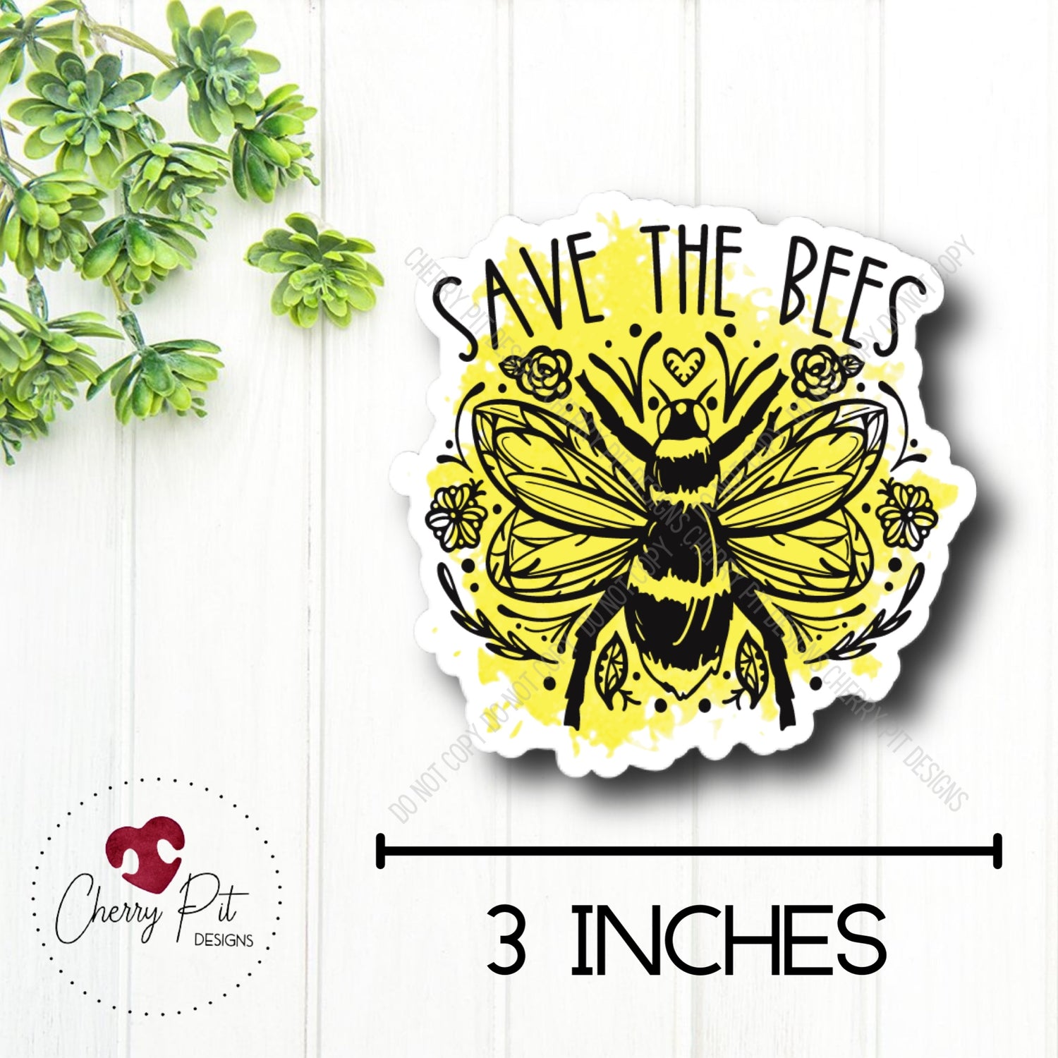 Save the Bees Vinyl Sticker Decal - Cherry Pit Designs