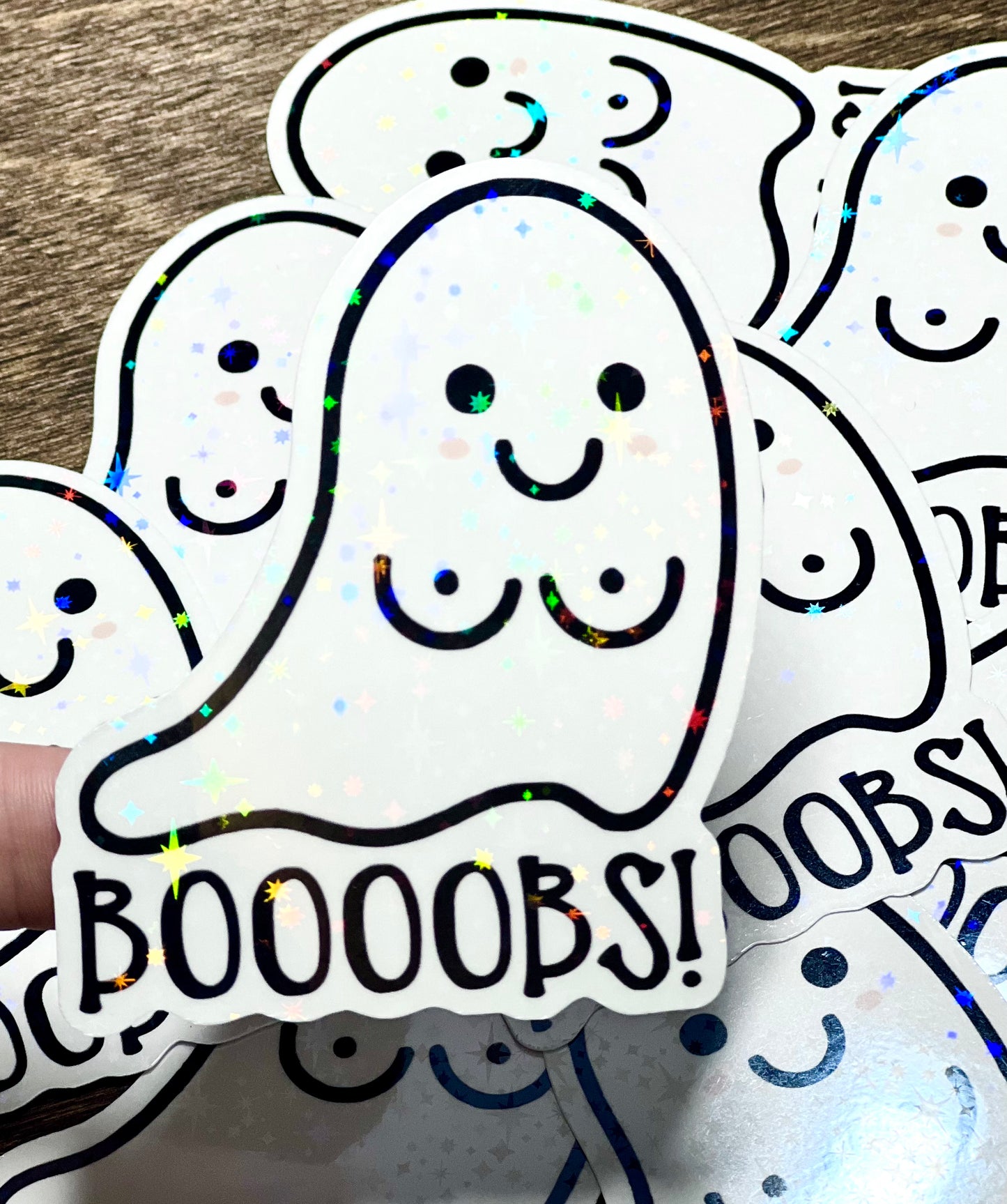 Funny Ghost Vinyl Sticker - Holographic
