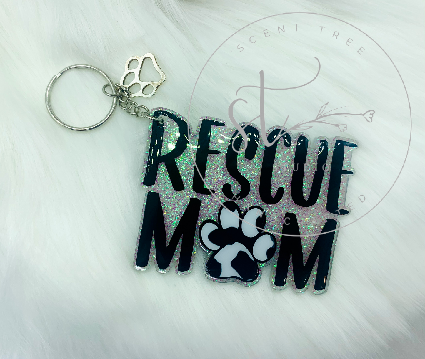Rescue Mom Keychain Black - 3 Inch - Scent Tree Studio