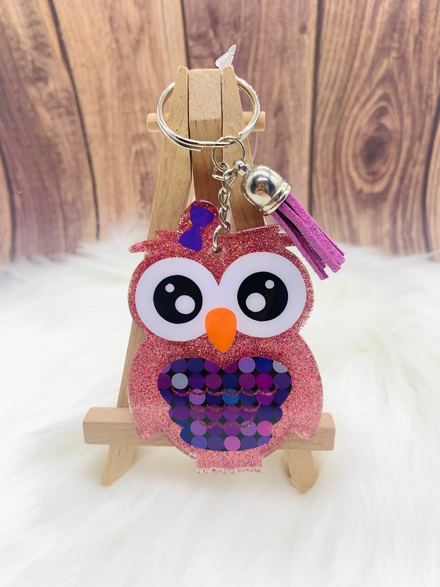 Polka Dot Owl Keychain - 3 Inch - Scent Tree Studio