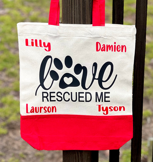 Love Rescued Me Canvas Tote Bag