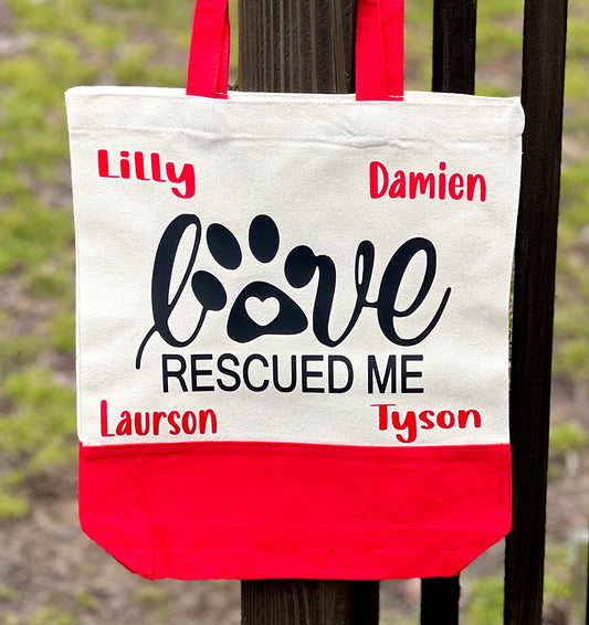 Love Rescued Me Canvas Tote Bag
