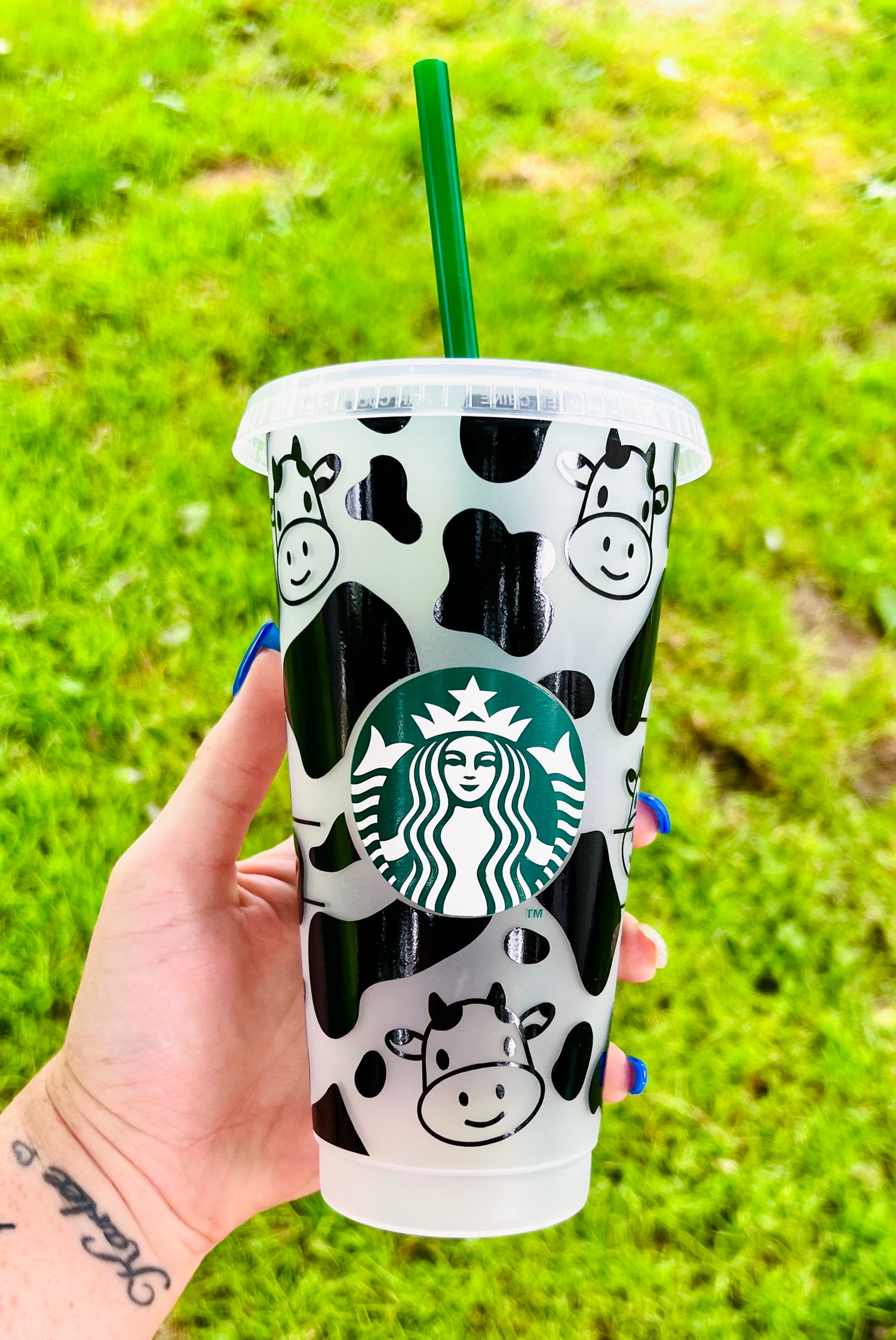 Cow Print Starbucks Cold Cup - Cherry Pit Designs