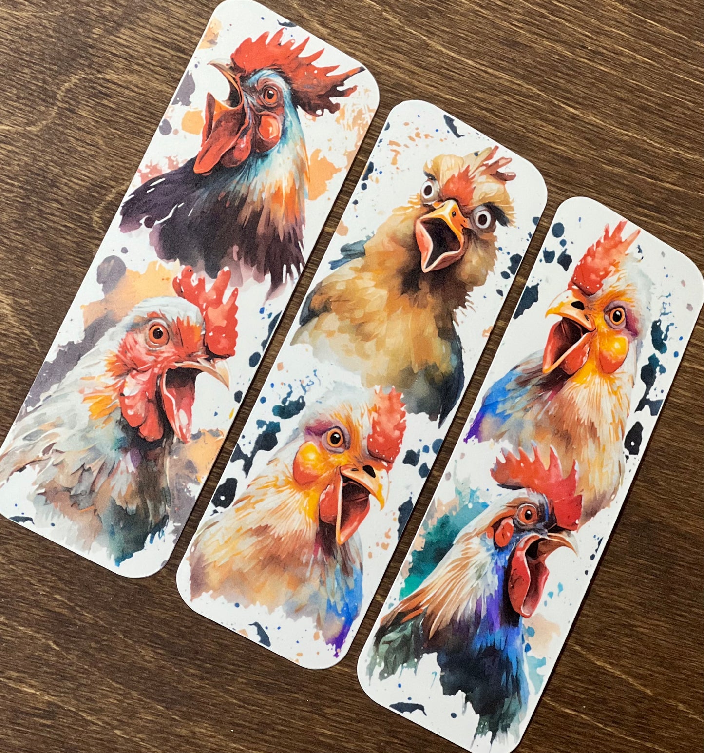 Watercolor Chicken Bookmarks SET