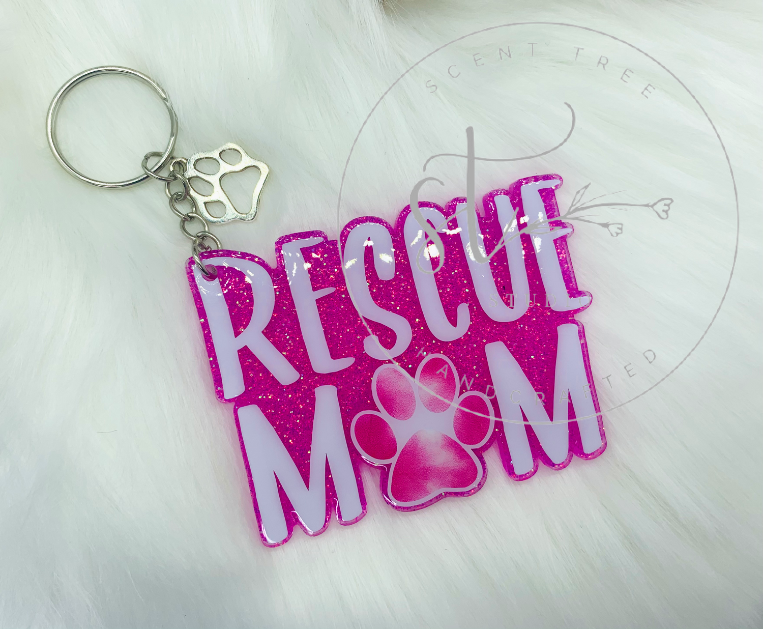 Rescue Mom Keychain Pink - 3 Inch - Scent Tree Studio