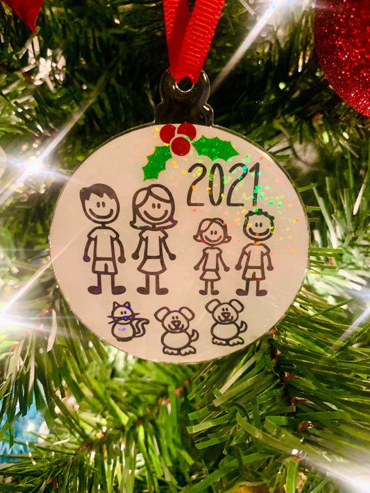 Stick Figure Family Ornament