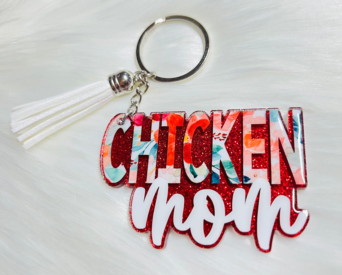 Chicken Mom Keychain - 3 Inch