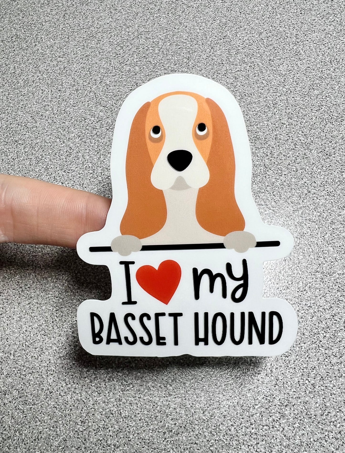 Basset Hound Love Vinyl Sticker