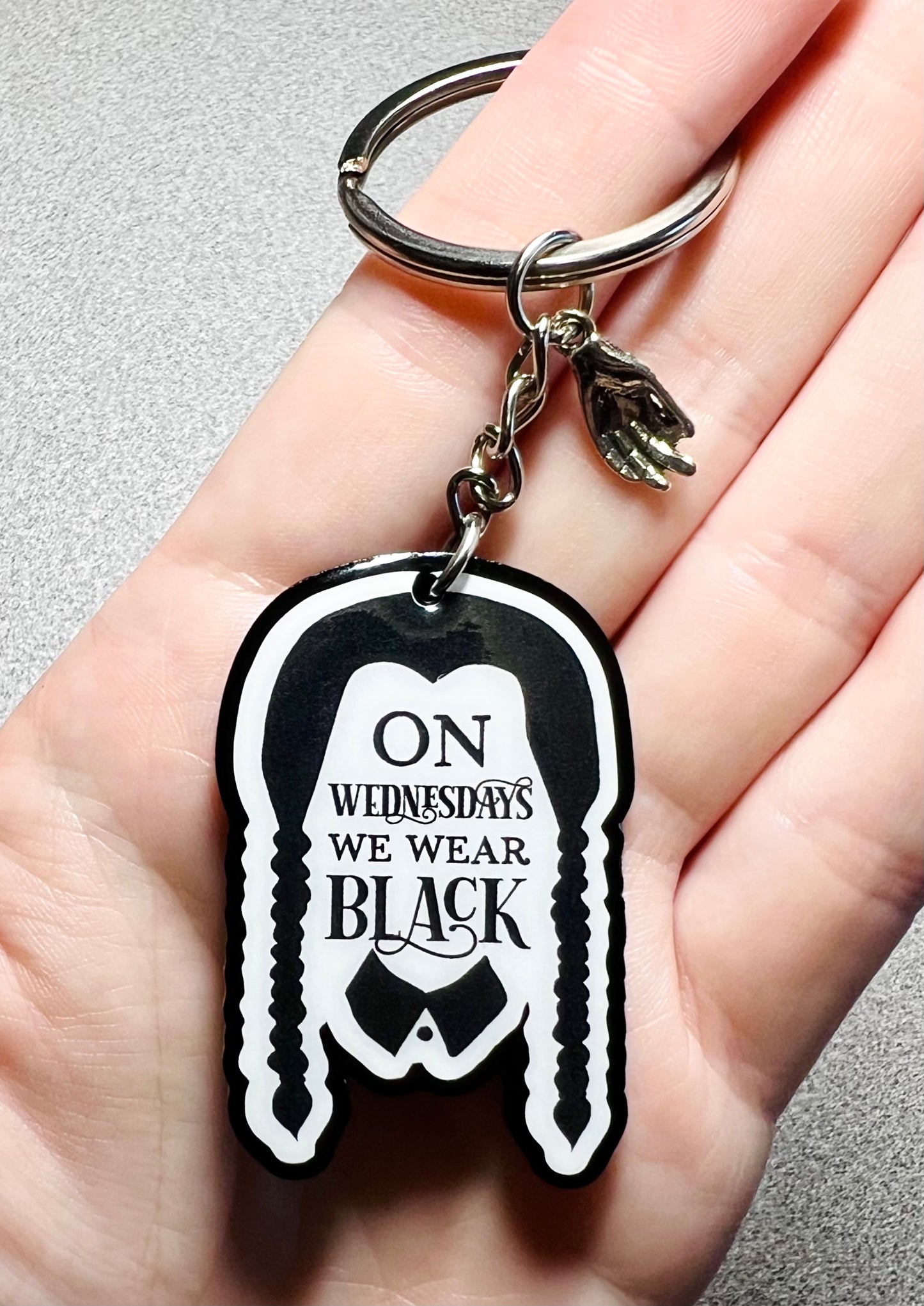 On Wednesdays We Wear Black Keychain - 2.5in