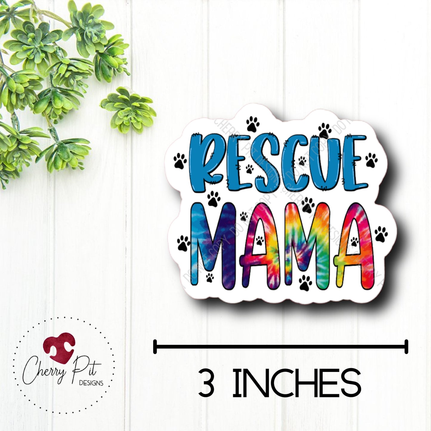 Rescue Mama Vinyl Sticker Decal - Blue - Cherry Pit Designs