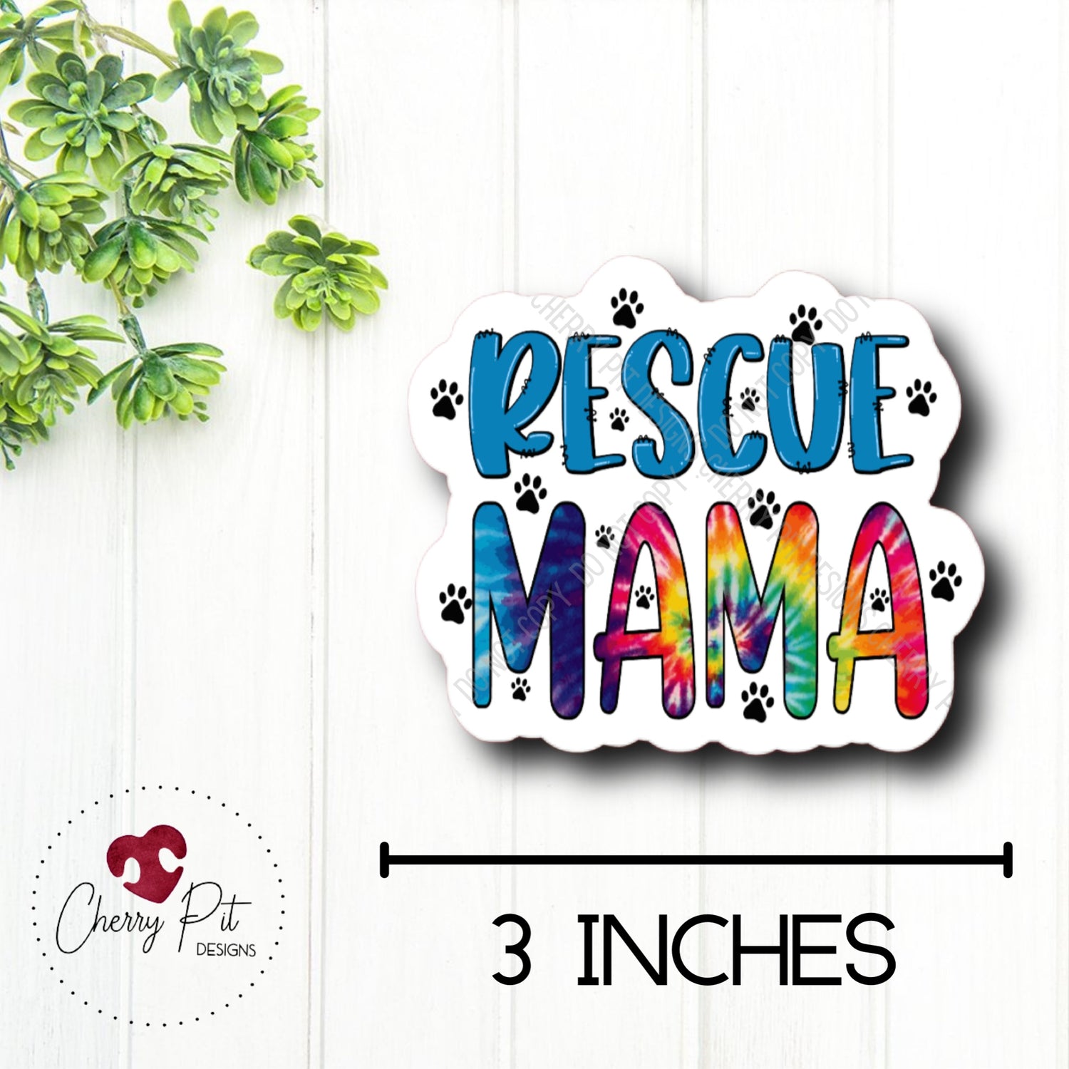 Rescue Mama Vinyl Sticker Decal - Blue - Cherry Pit Designs