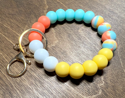 Coral Marble Silicone Keychain Wristlet