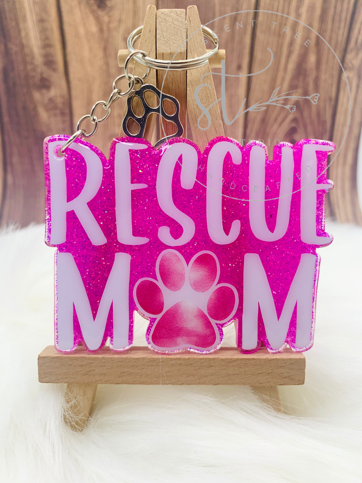 Rescue Mom Keychain Pink - 3 Inch - Scent Tree Studio