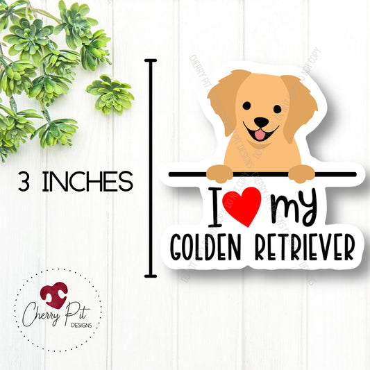 Golden Retriever Love Vinyl Sticker